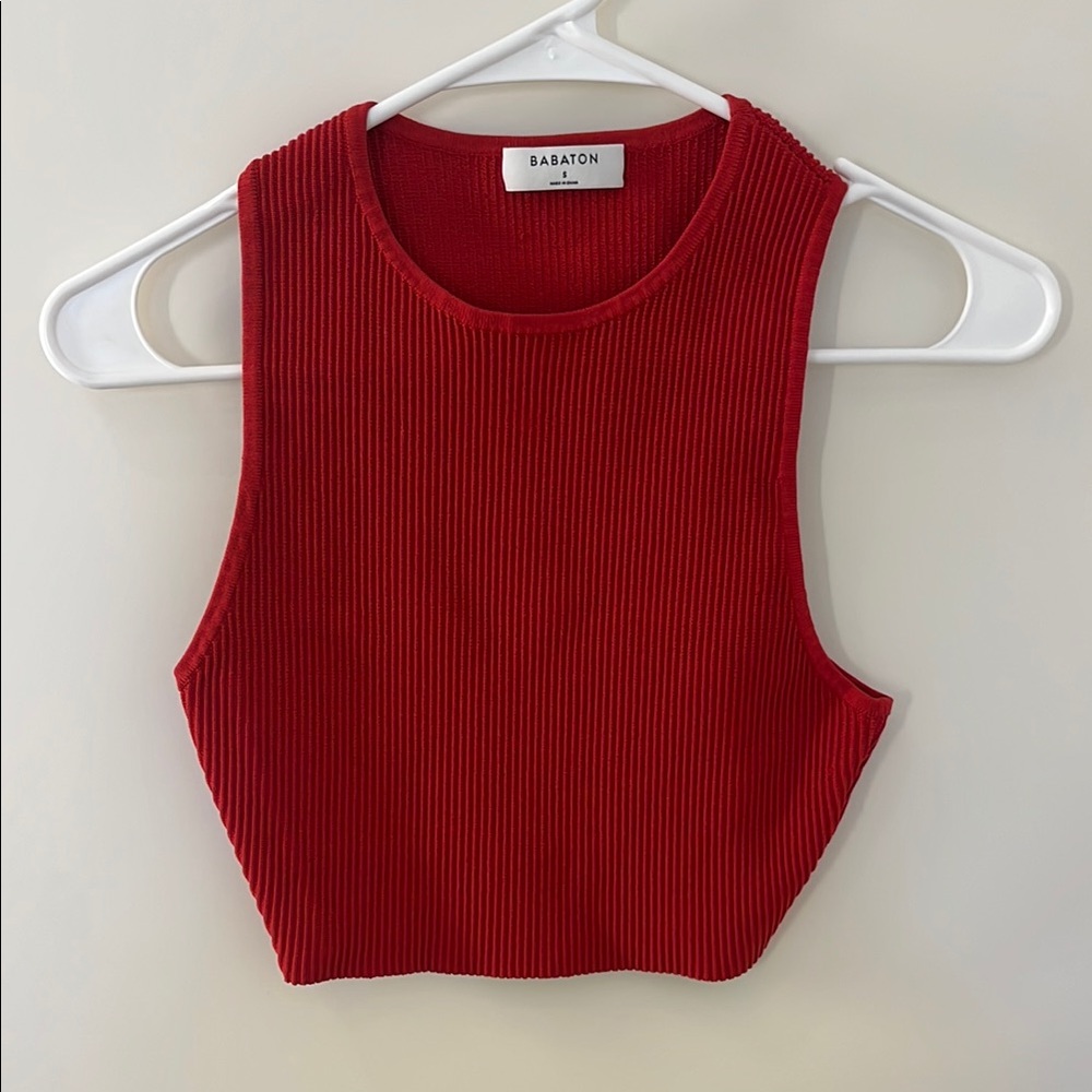 Aritzia Babaton Red Ribbed Tank Top - size S